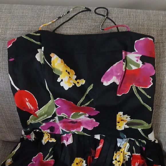 American Living Pink and Yellow Midi Fit and Flare Skirt - Picture 2 of 8